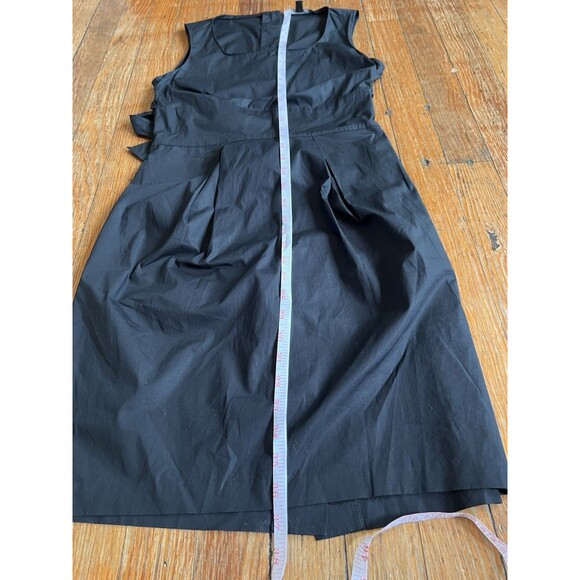 Club Monaco Black Cotton Square Neck Midi Back Slit Dress Sz 8 - Picture 14 of 14